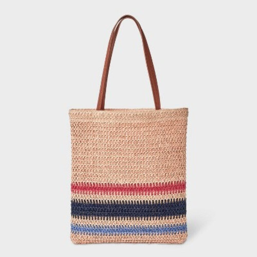 NEW Crochet Tote Handbag - Universal Thread™ White/Red/Blue